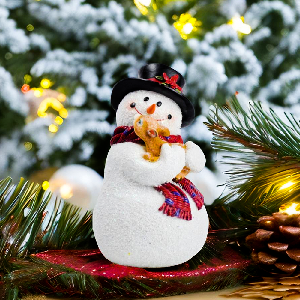 Enchanting Snowman and Fawn Home Holiday Decoration