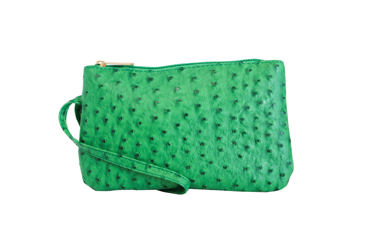 Vibrant Ostrich Wristlet: Camel
