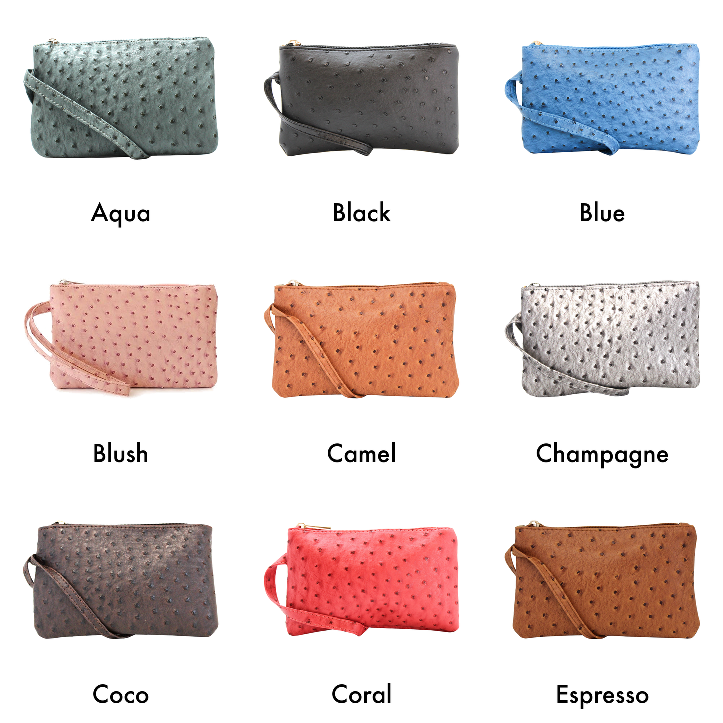 Vibrant Ostrich Wristlet: Camel