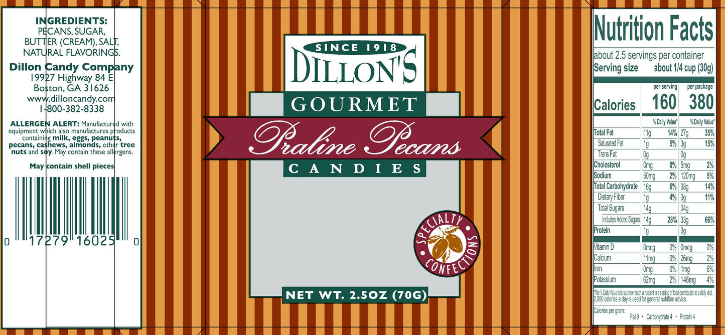 Praline Pecans, 2.5 oz Snack