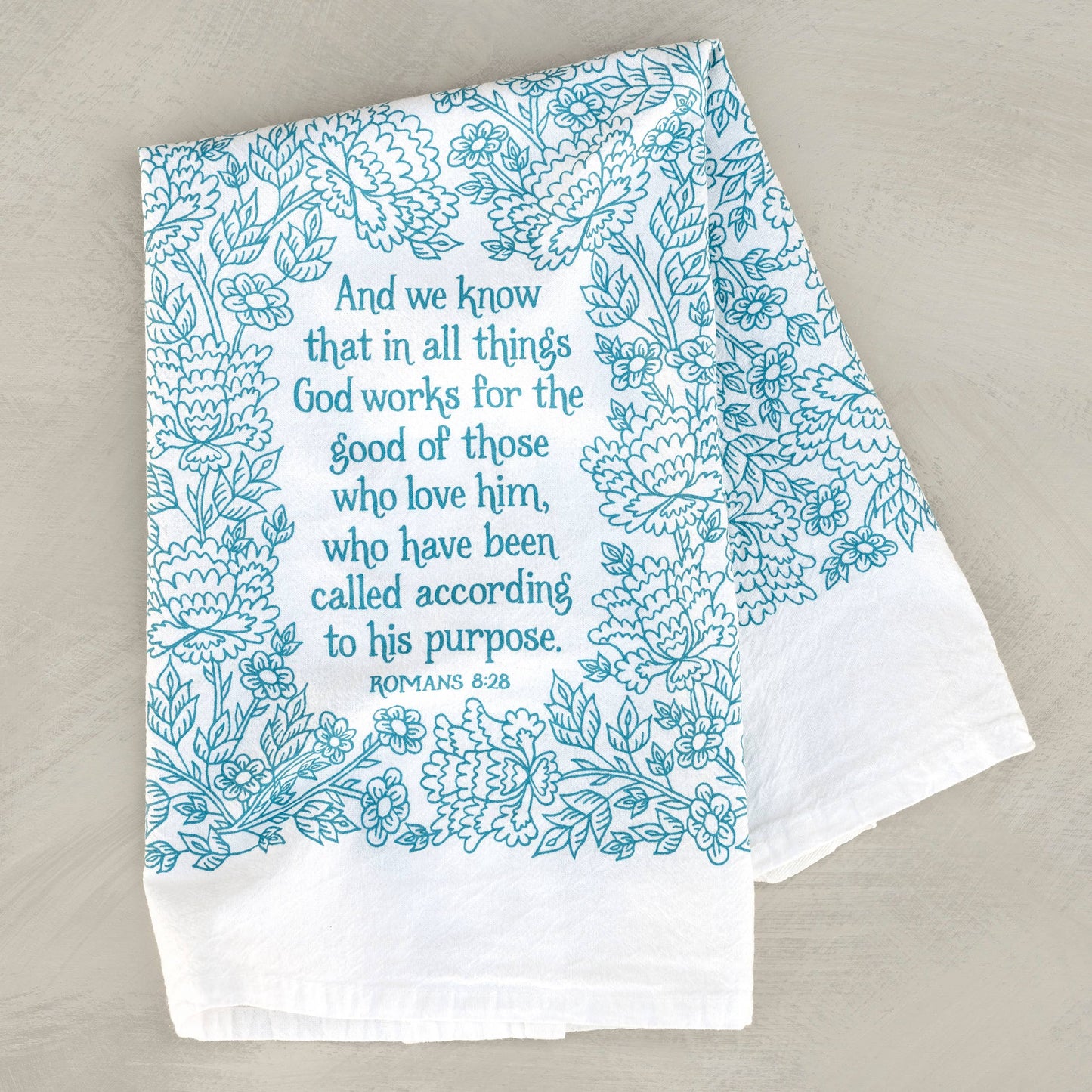 In All Things Scripture Tea Towel — 24" x 20"