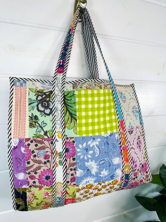 Multi Patchwork Tote Bag | Large Quilted Travel Tote Bags