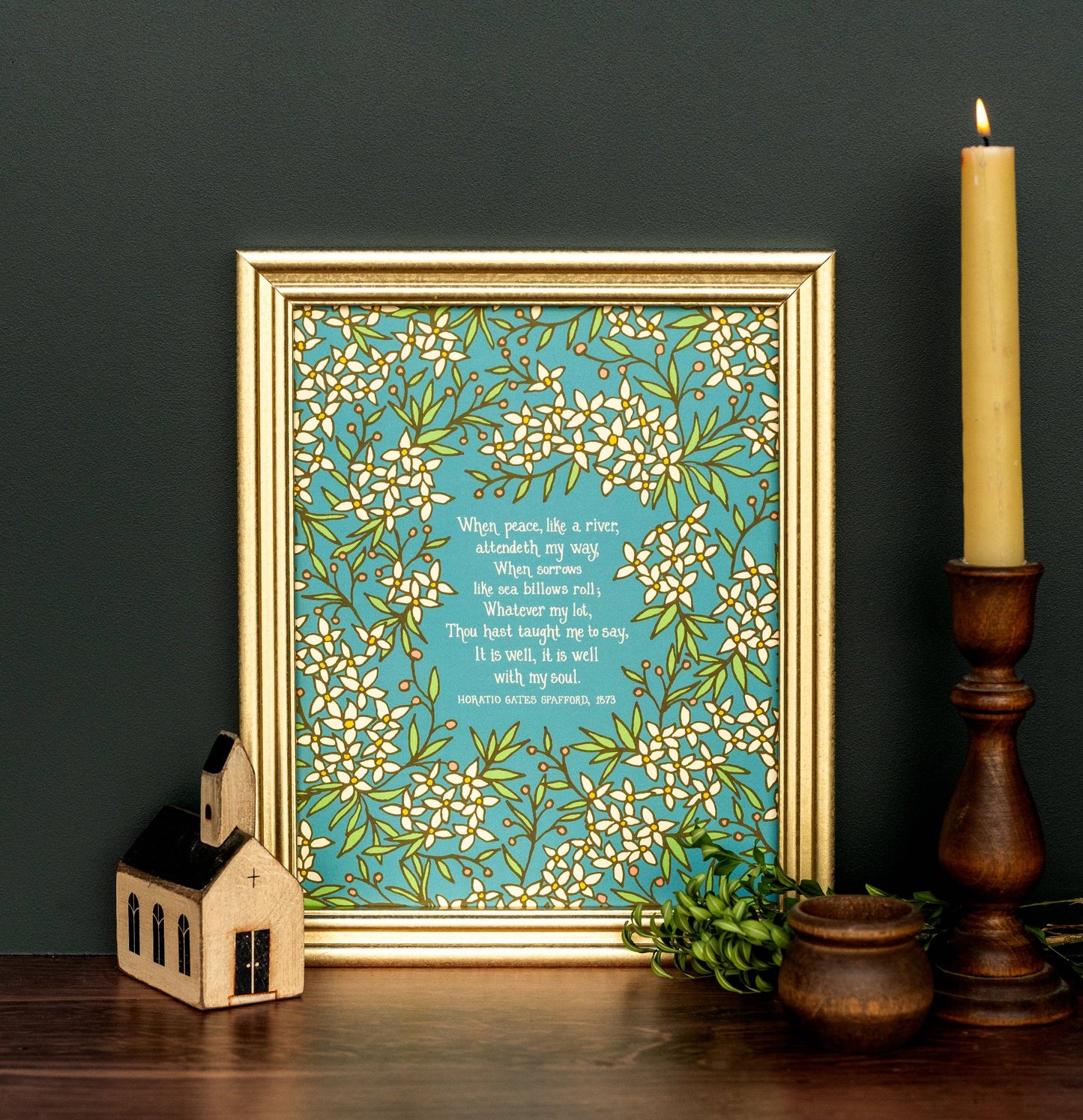 It Is Well With My Soul Hymn Art Print - Bright Blue