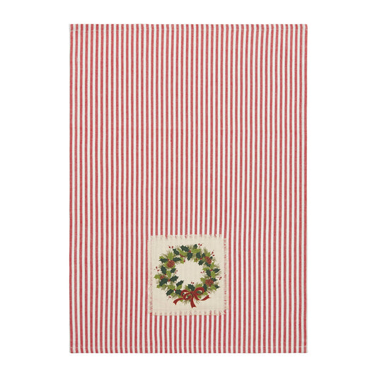 Holiday Patch Stripe Wreath Kitchen Towel