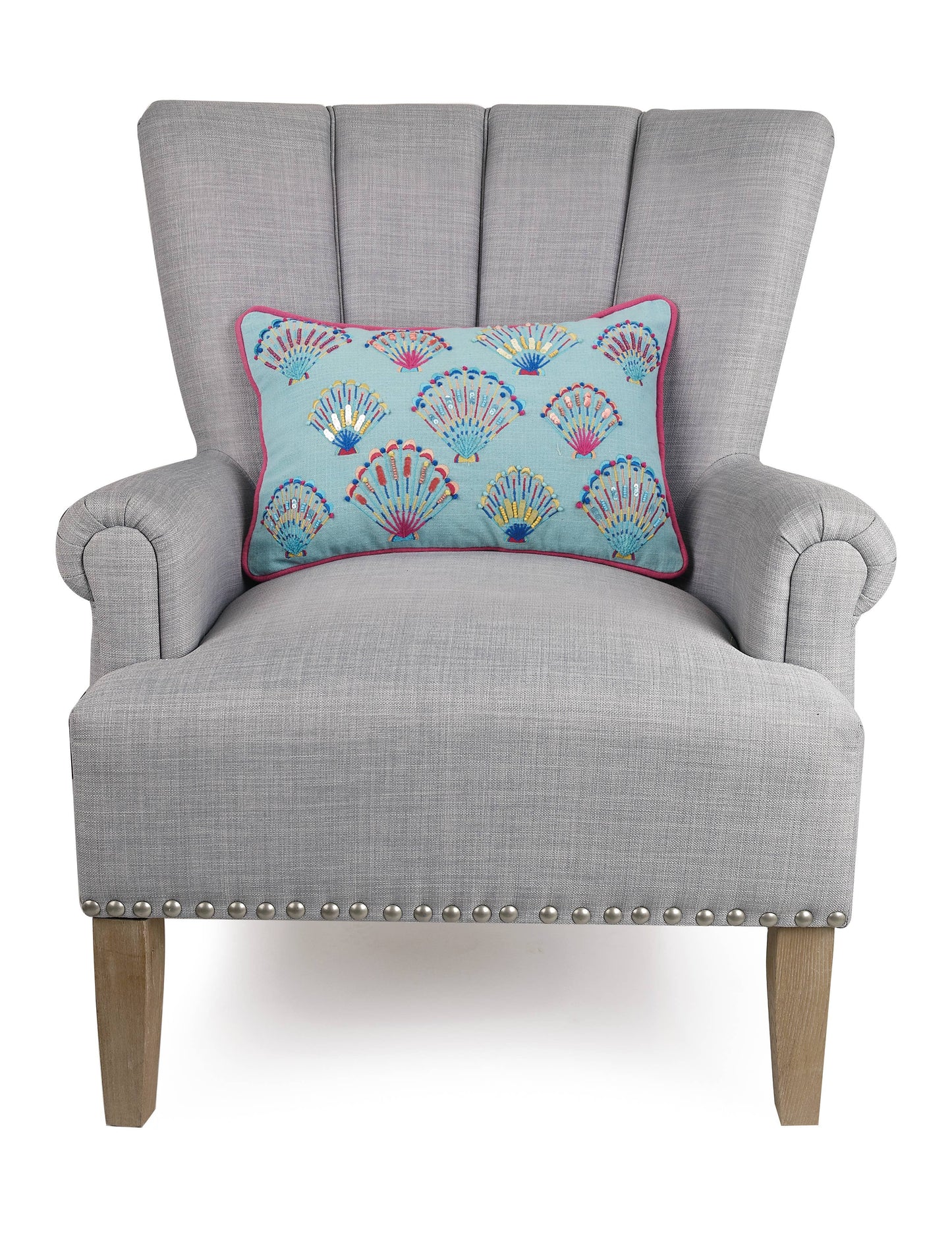 Tropical Shell Embroidered Pillow