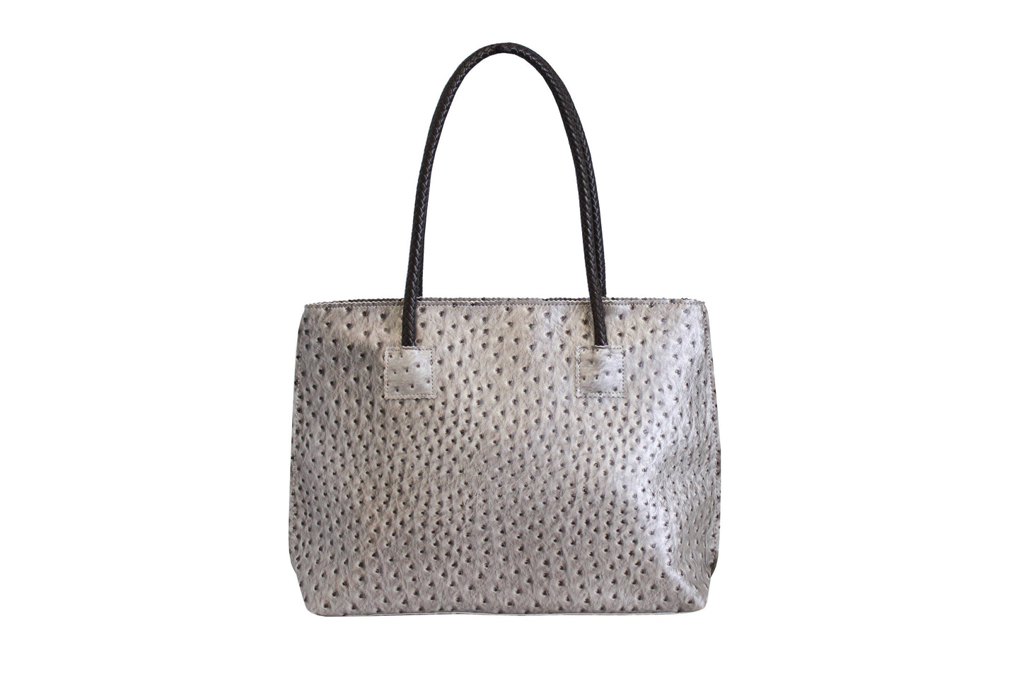 Lightweight Ostrich Zippered Tote Bag: Camel