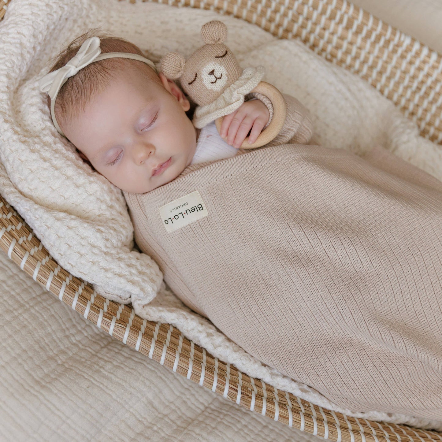 NEW! 100% Luxury Organic Cotton Ribbed Baby Swaddle Blanket: Sky Blue