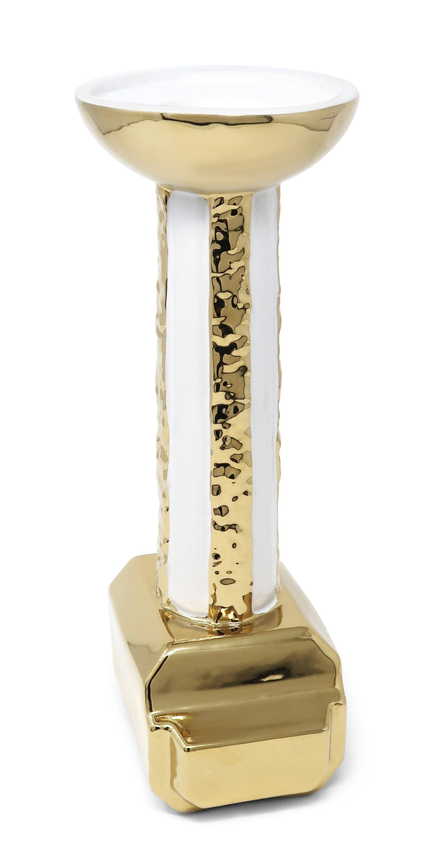 Gold and White Candle Holder Stand: Medium