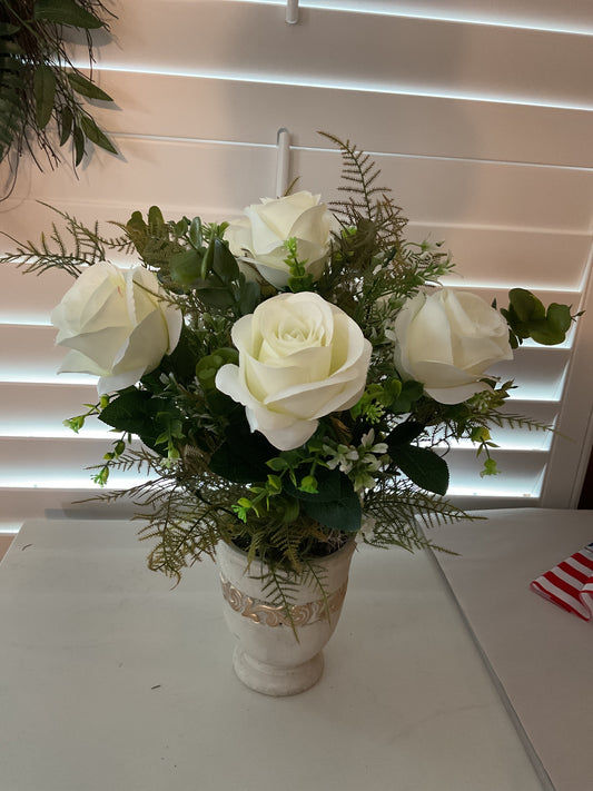 White Rose Fern arrangement