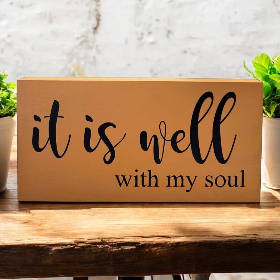 It is Well With My Soul - Rustic Wood Sign Faith Decor: Natural Linen