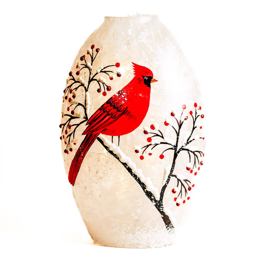 Snow Branch Glass Oval with LED String Lights