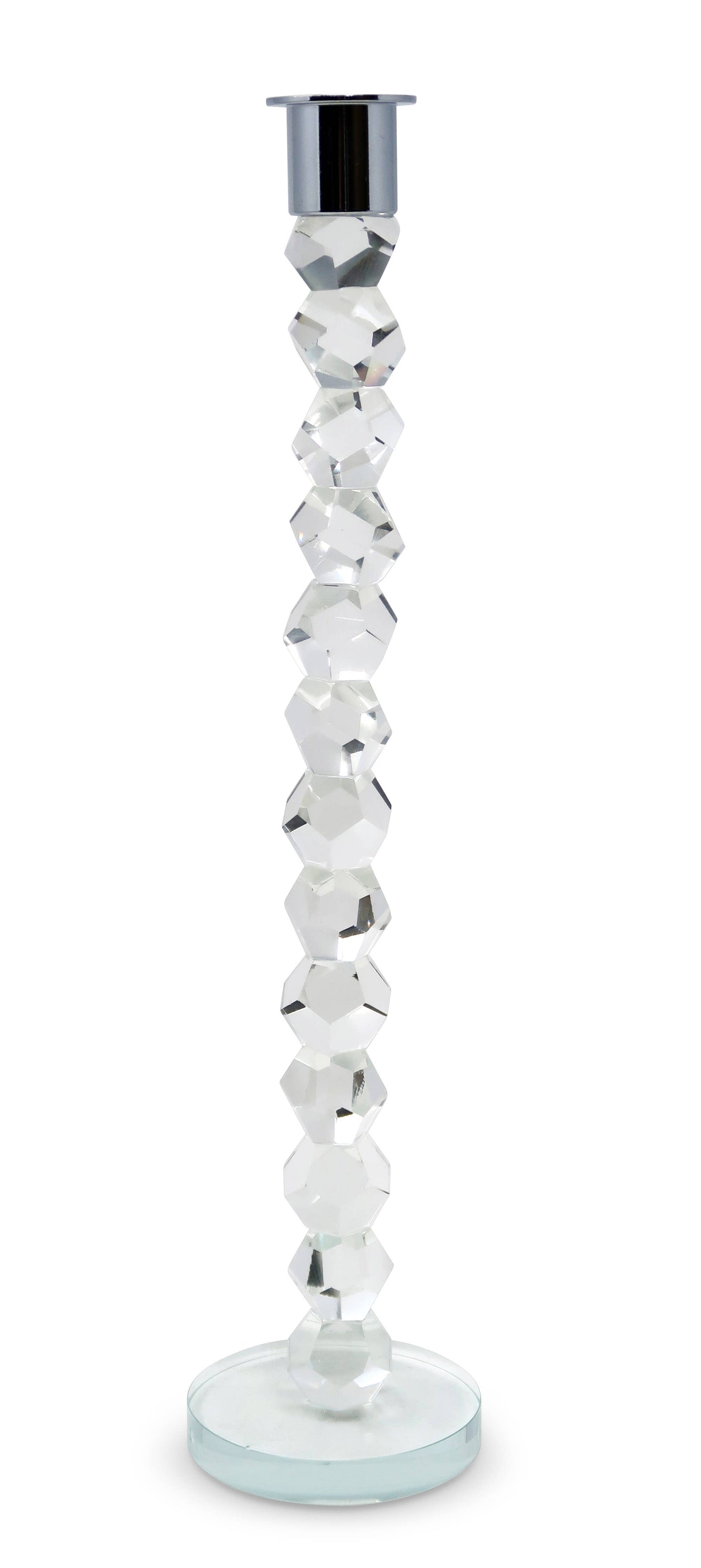 Crystal Dimensional Candlestick w Silver/Gold Tip (2 Sizes): Gold / Large