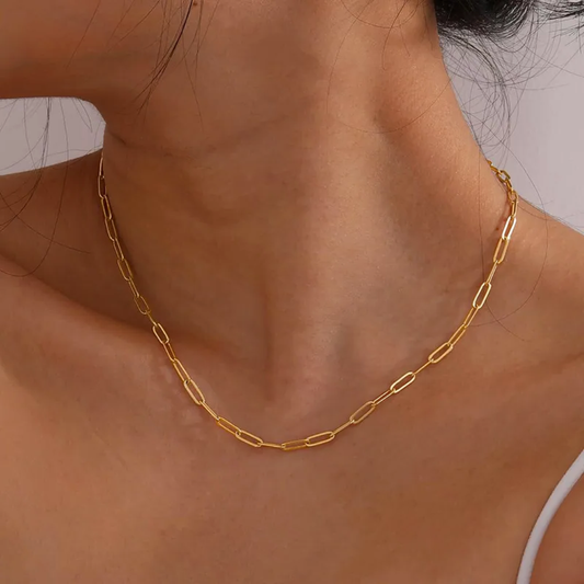 Daily Wear Paperclip Necklace | Dainty Gold Chain