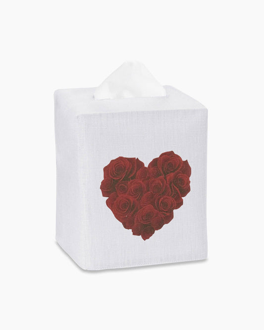 Rose Heart Linen Tissue Box Cover