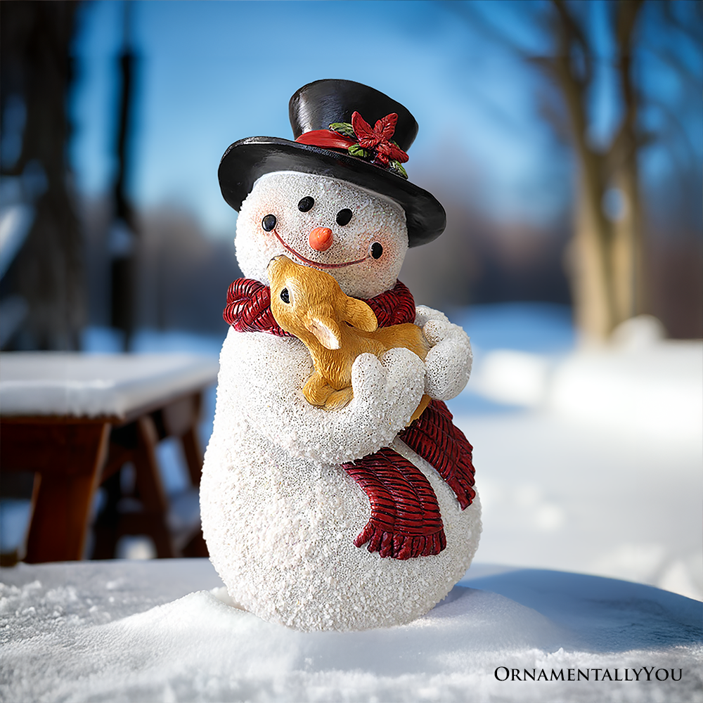 Enchanting Snowman and Fawn Home Holiday Decoration