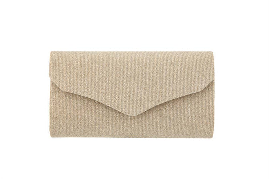 Ladies Fabric Clutch Envelope Handbag : Gold