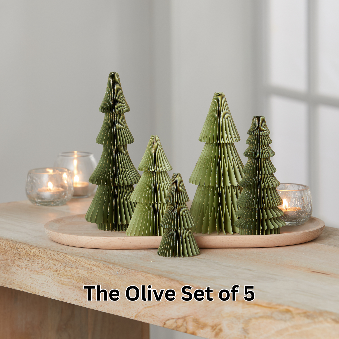 Honeycomb trees, vintage folding paper, Christmas, Winter: Set 5 Neutral