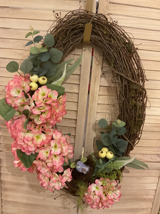 Hydrangea Grapevine with Bird