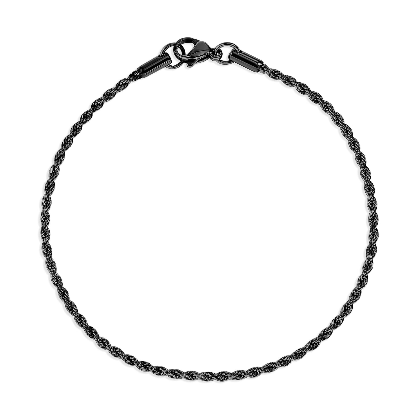 Rope Chain Bracelet / Anklet - Gold, Silver, Black: Gold / 6+2" / 4mm