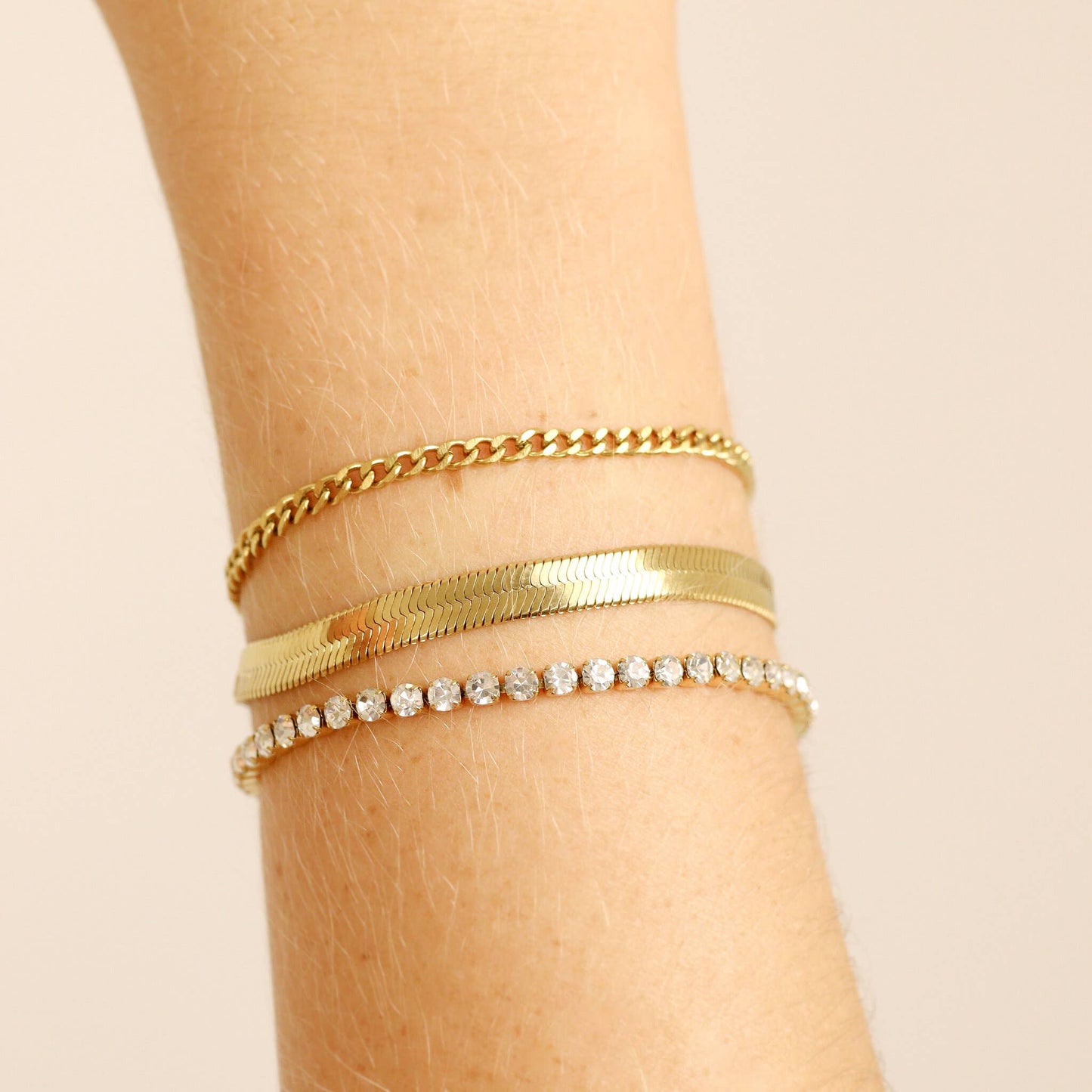 18K Gold Herringbone Chain Bracelet: 6.5" / 5.5mm