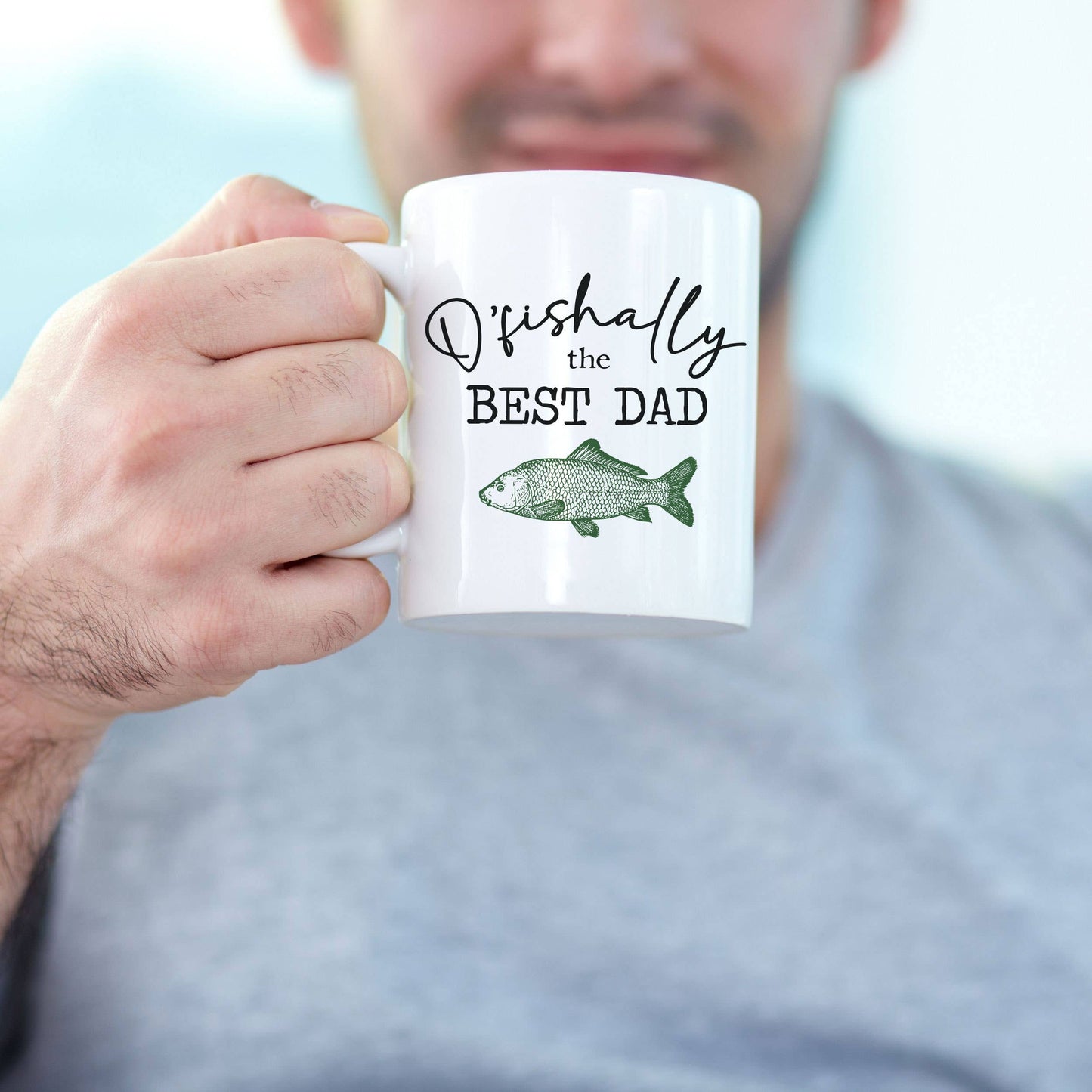 Ofishally Best Dad Mug Fishing Theme, Fathers Day Coffee Cup: 11 oz