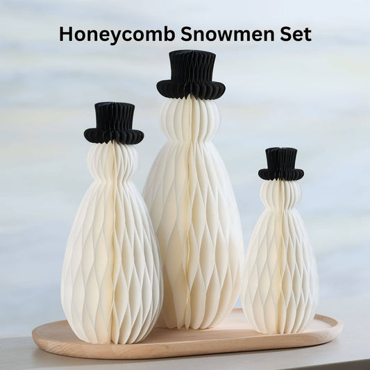 Honeycomb paper angels, ornaments, snowmen, snowflakes: Snowman Set 3