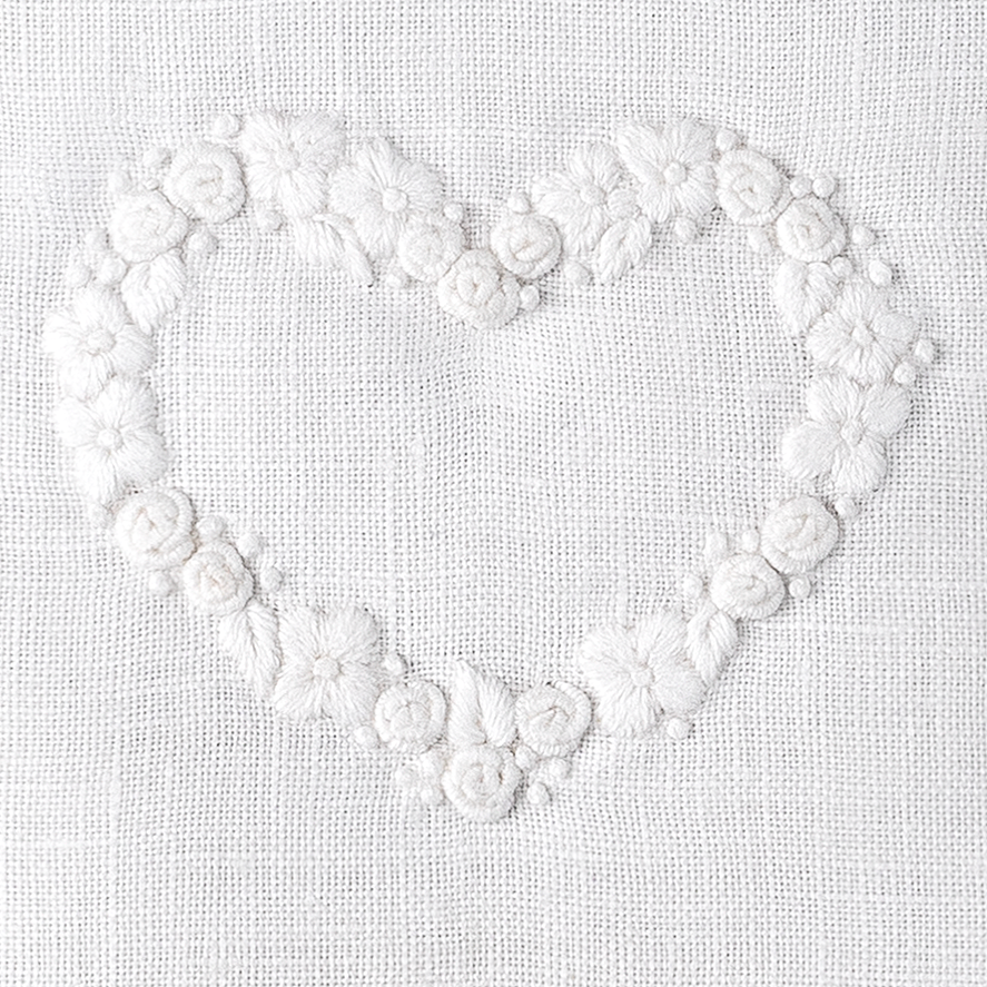 Flower Heart White Lavender-Filled Linen Sachet