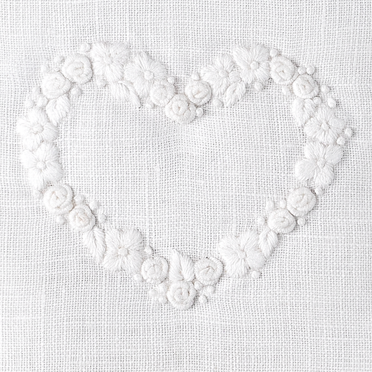 Flower Heart White Lavender-Filled Linen Sachet