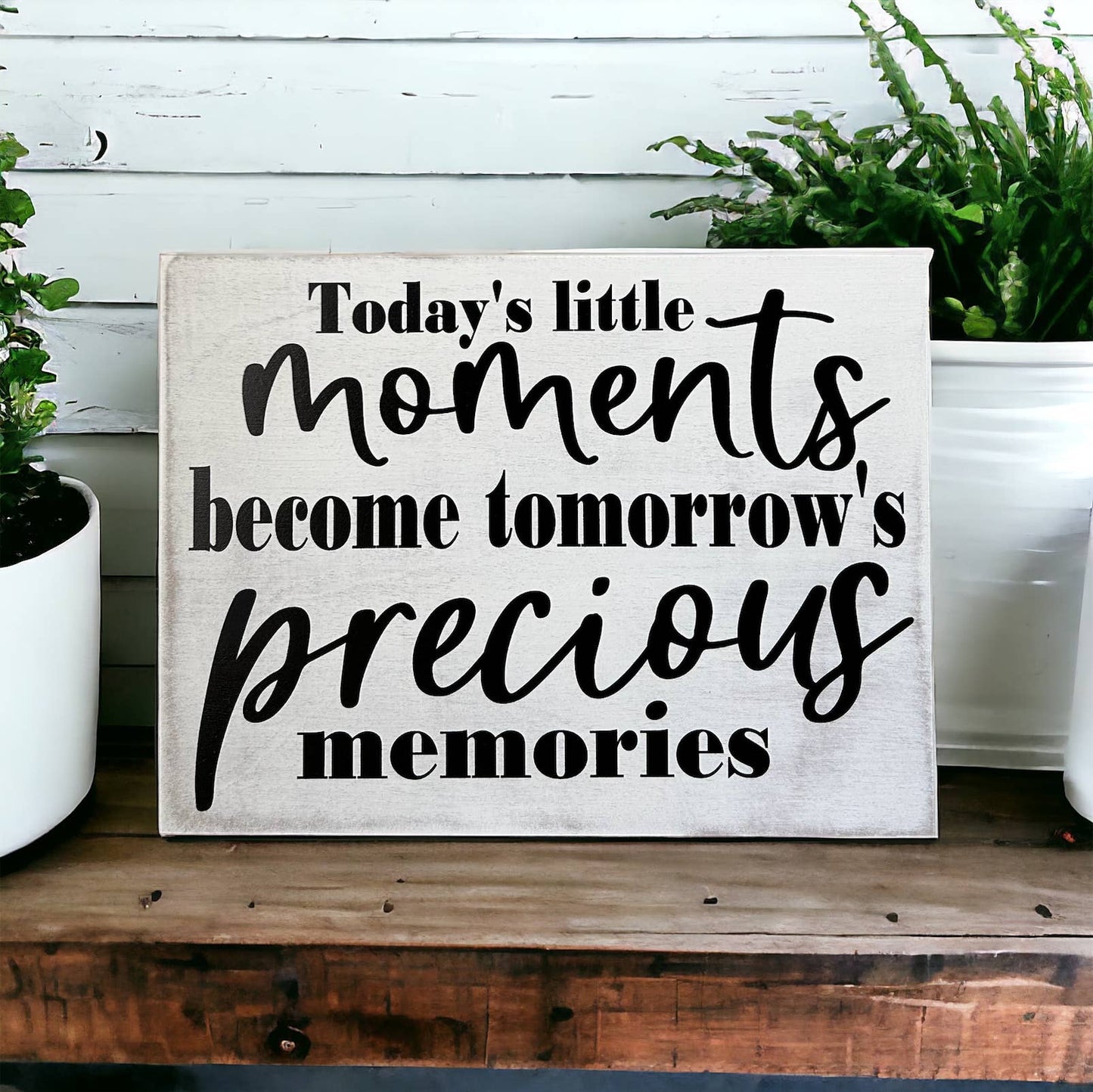 Today's Little Moments - Rustic Wood Family Decor Sign: Light green