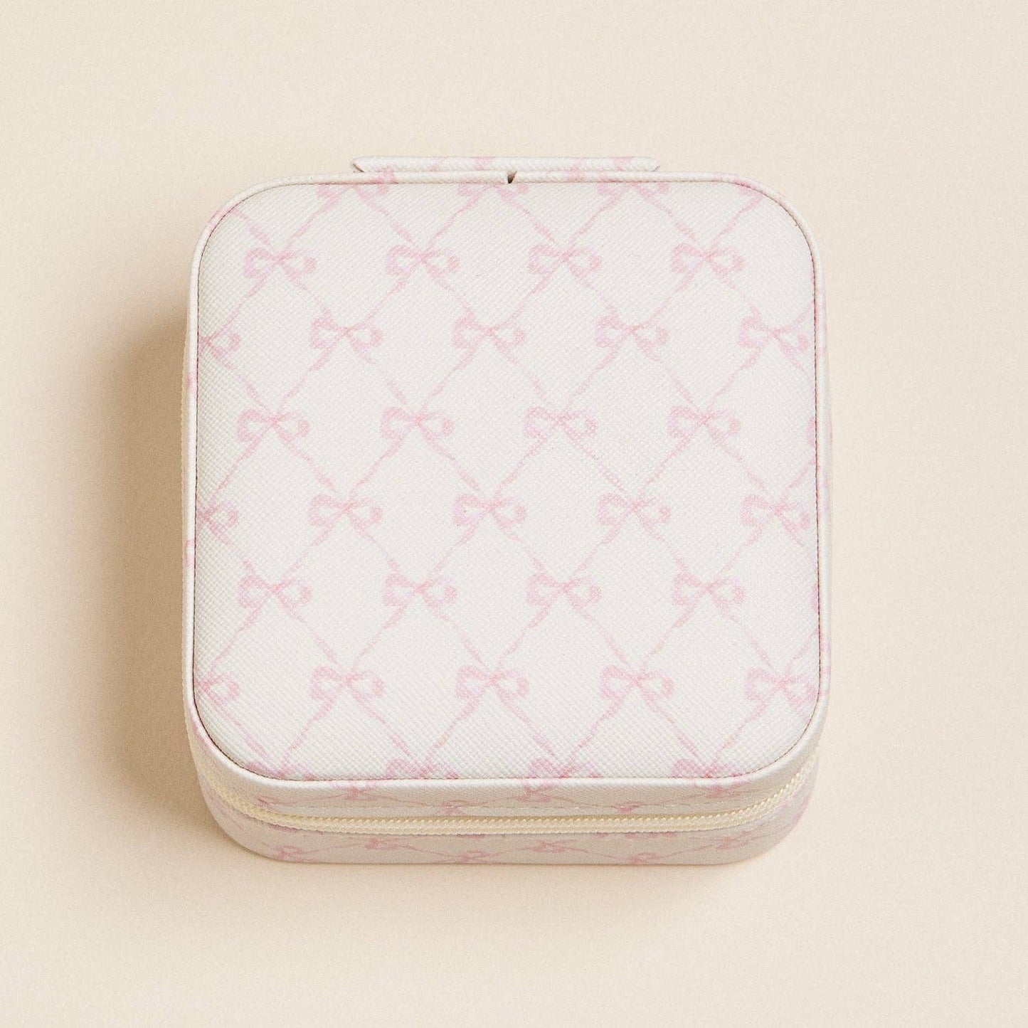 Bow Monogram Print Jewelry Box -Travel Size: Ivory / One / 5AC78043