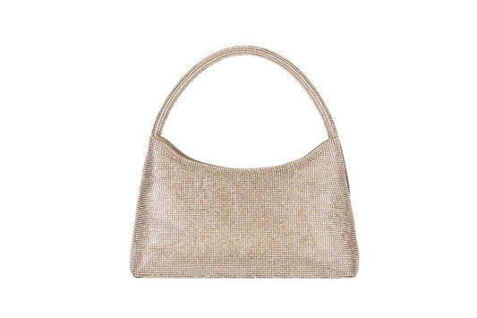 Ladies Rhinestone Frame Bag Clutch Evening Handbag: Gold