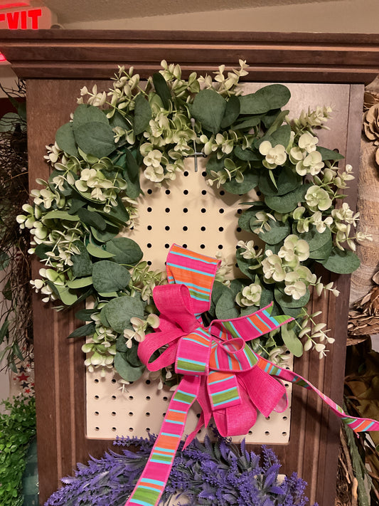 Eucalyptus Wreath Pink Bow