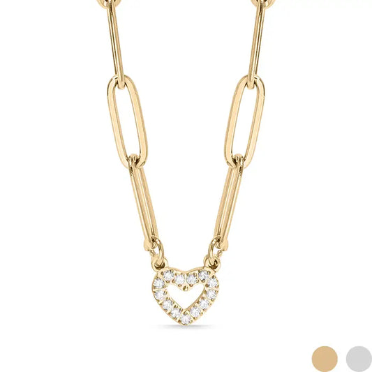18K Gold Pvd Stainless Steel "Heart" Paperclip Necklace