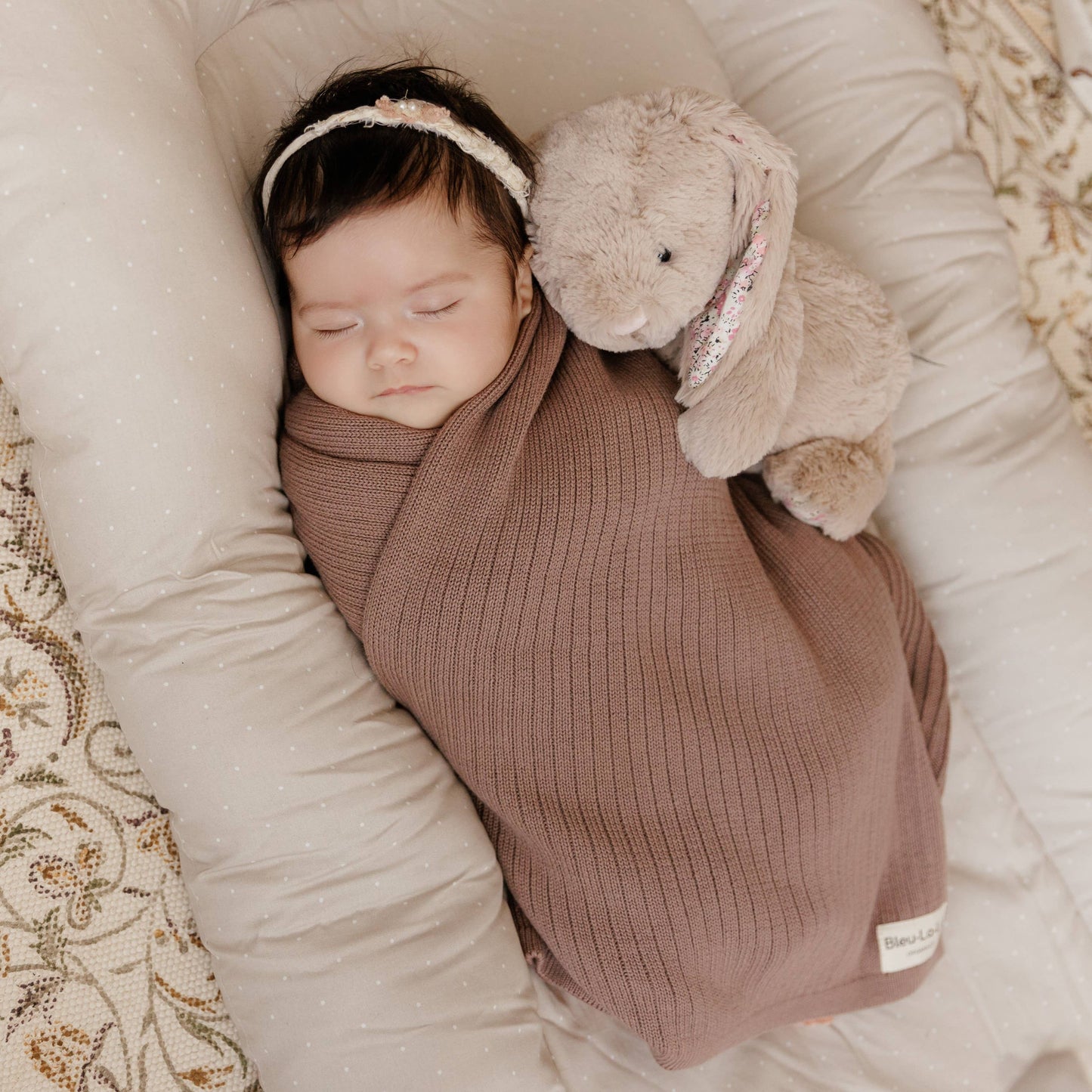 NEW! 100% Luxury Organic Cotton Ribbed Baby Swaddle Blanket: Sky Blue