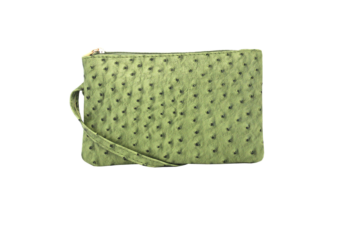 Vibrant Ostrich Wristlet: Camel