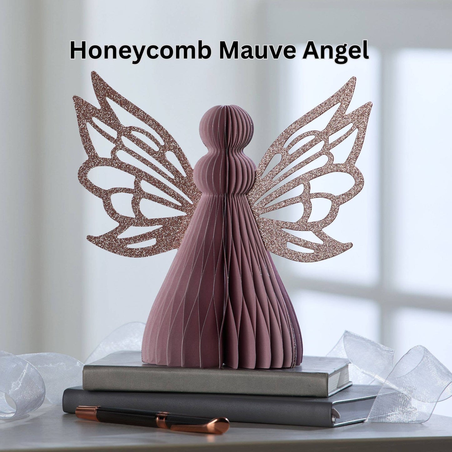 Honeycomb paper angels, ornaments, snowmen, snowflakes: Ivory Angel
