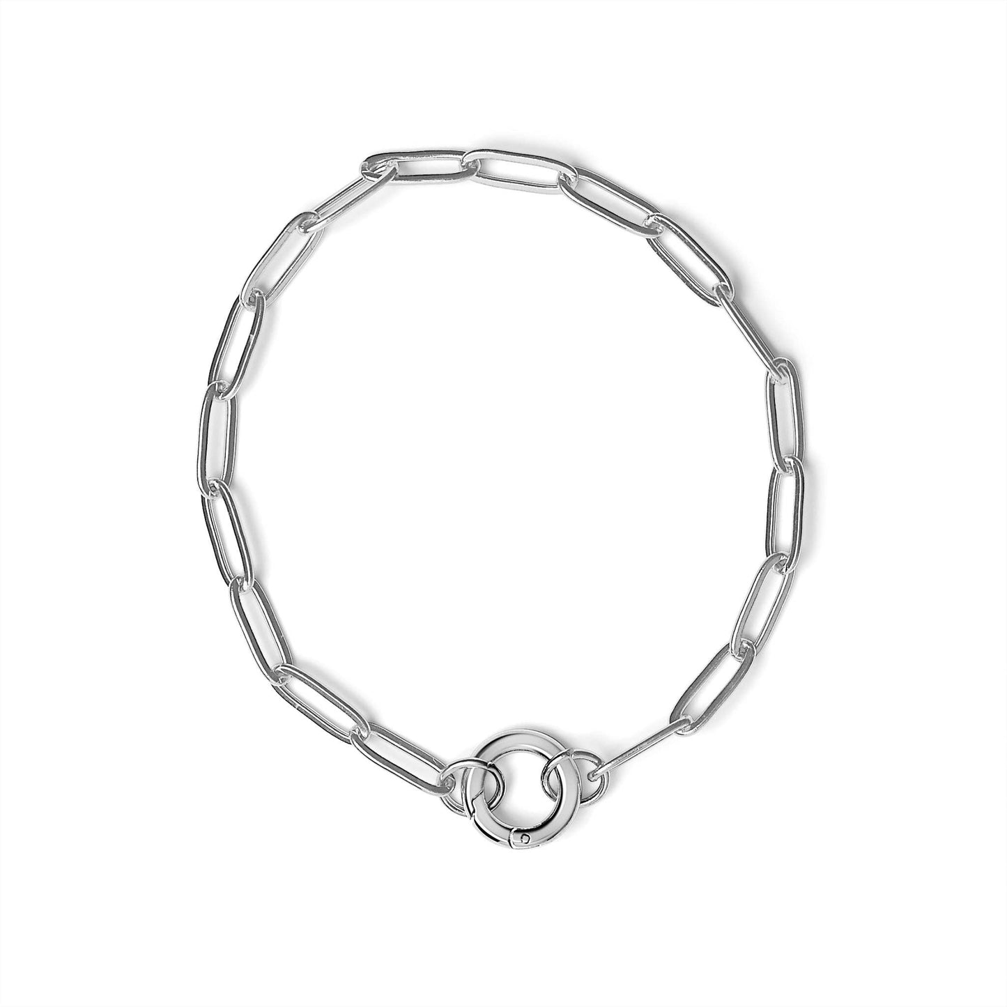 Stainless Steel Paperclip with Charm Keeper Chain Bracelet: Gold / 6.5"