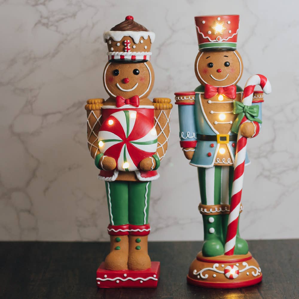 Peppermint Gingerbread Man with LED Lights