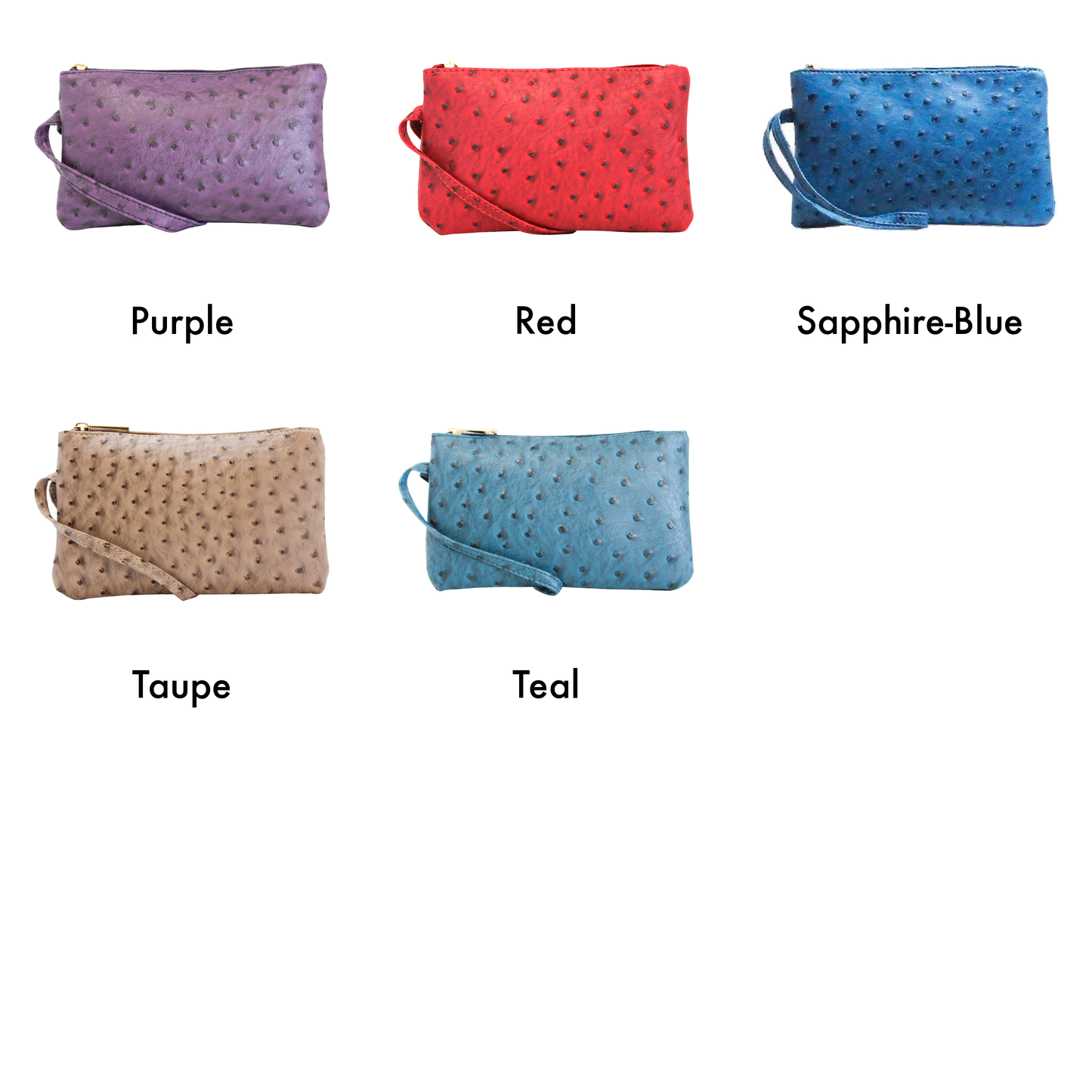 Vibrant Ostrich Wristlet: Taupe
