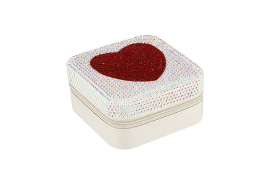 Rhinestone Heart Multiple Compartments Jewelry Box