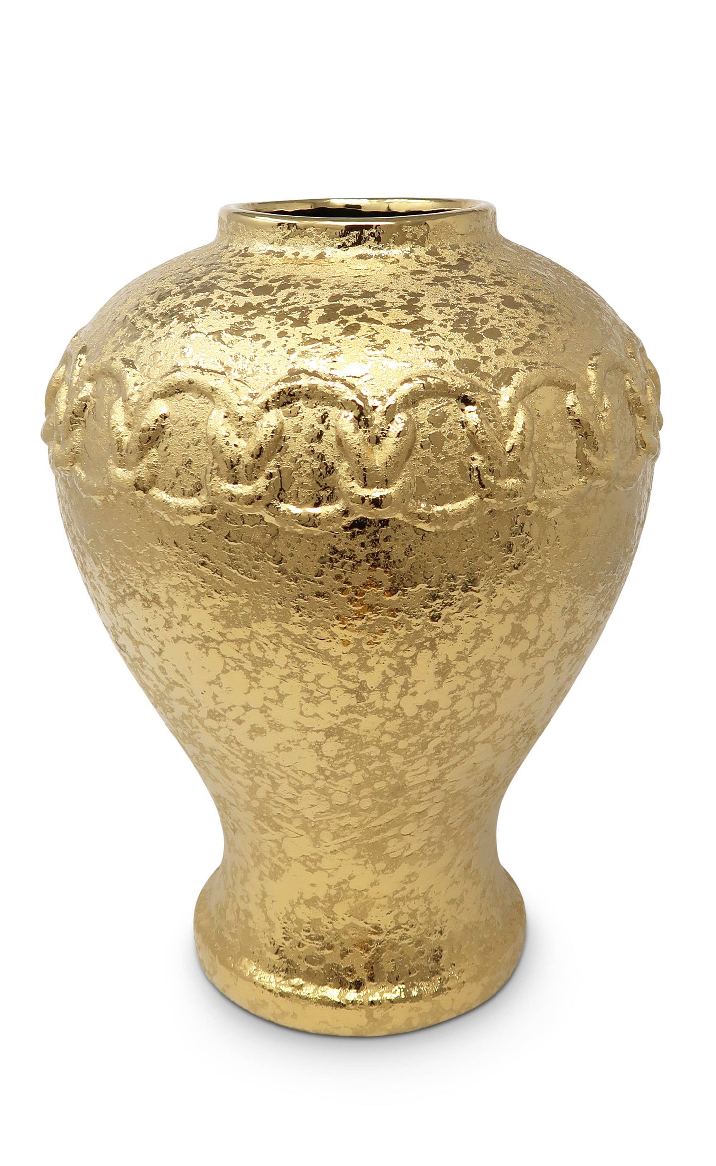 Gold Ginger Jar with Gold Chain Detail: Medium