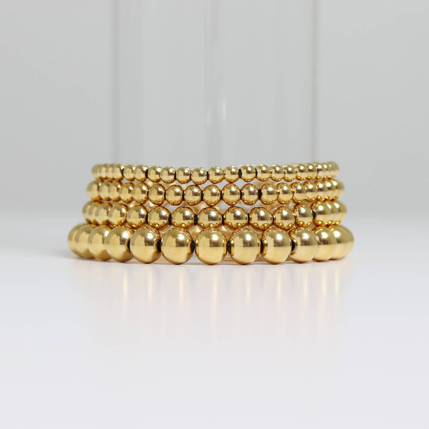Gold Beaded Stretch Bracelet: 6mm