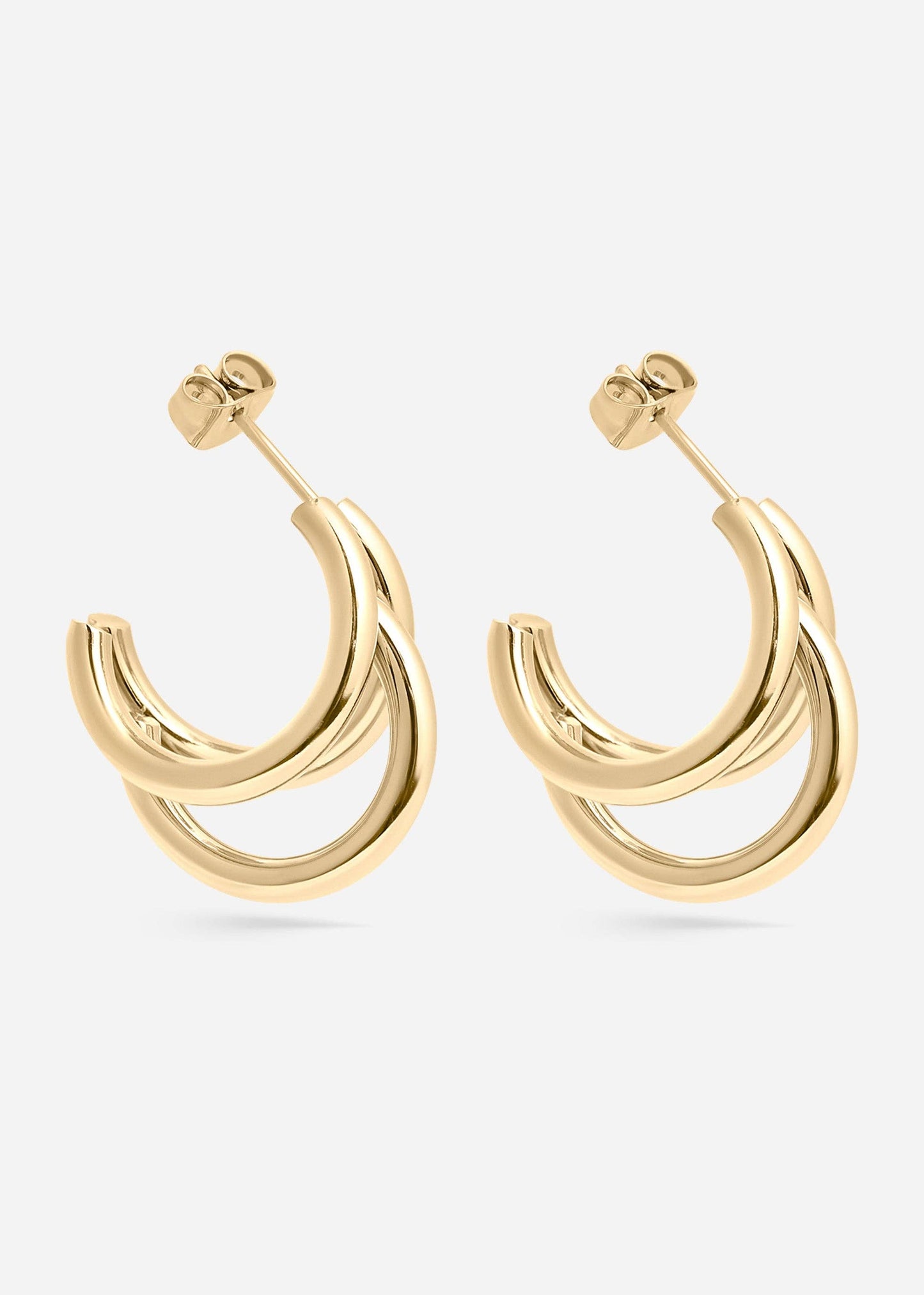 18K Gold PVD Stainless Steel Statement Huggie Hoop Earrings / ERJ0038: Gold / 19mm
