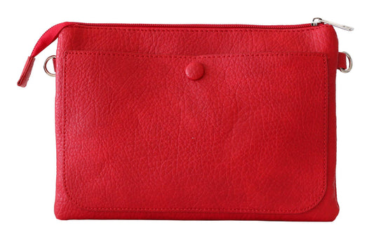 Versatile Vegan Leather Crossbody Bag: Red