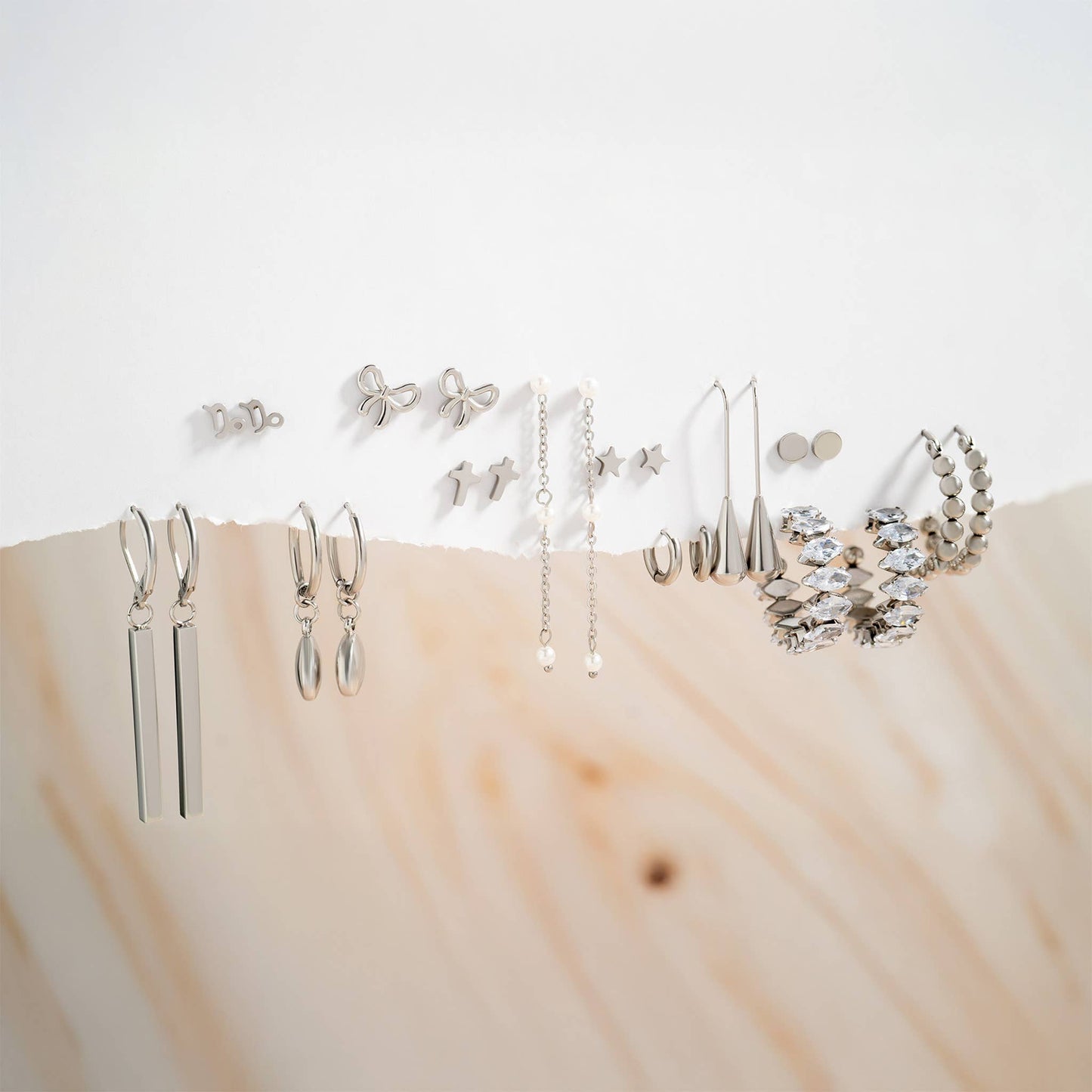 18K Gold PVD Stainless Steel Circle Ball Hoop Earrings : Stainless