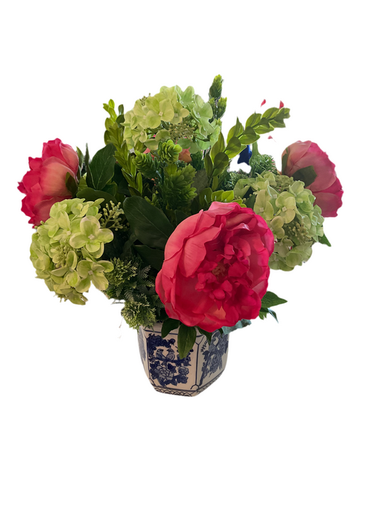 Real Touch Peony and Hydrangea Potted Arrangement