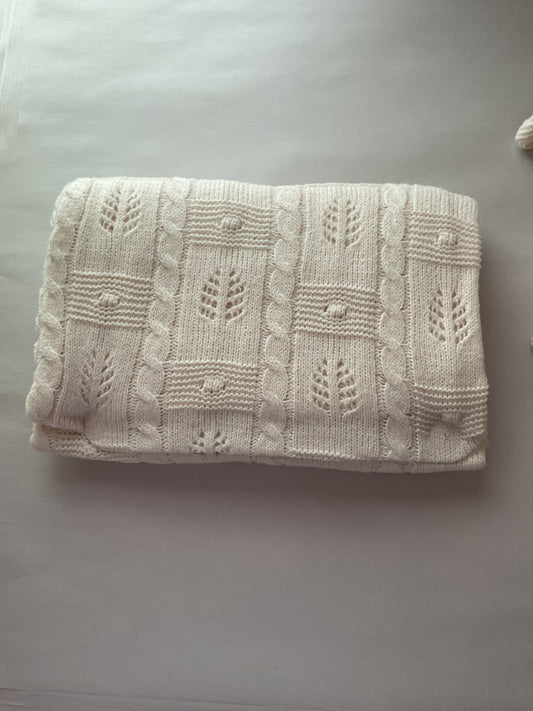 Baby Blanket (leaf)- cream