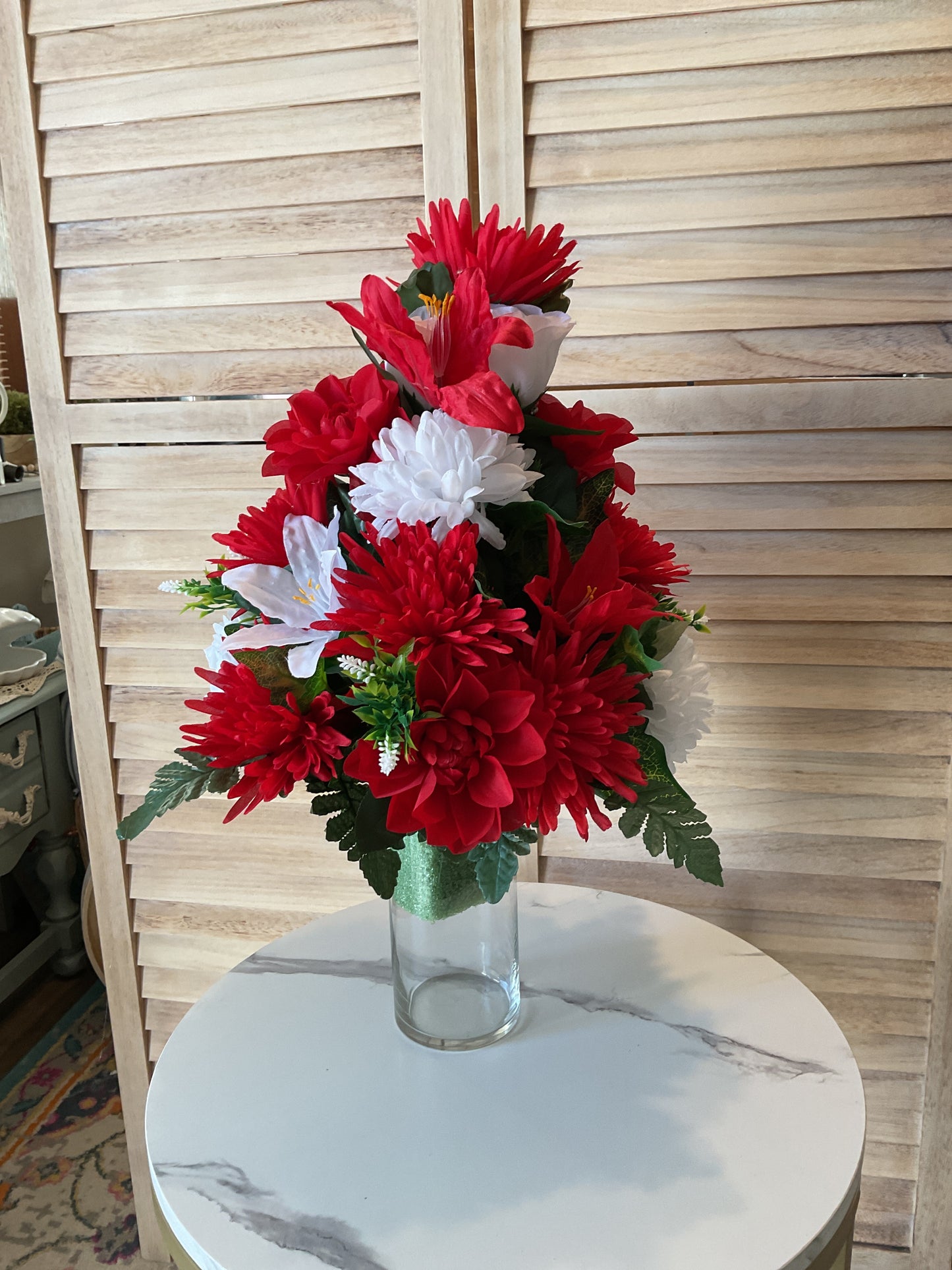 Red and White Cemetery Arrangement
