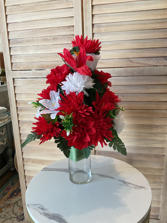 Red and White Cemetery Arrangement