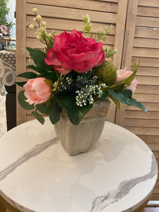 Custom Arrangement White Square Pot
